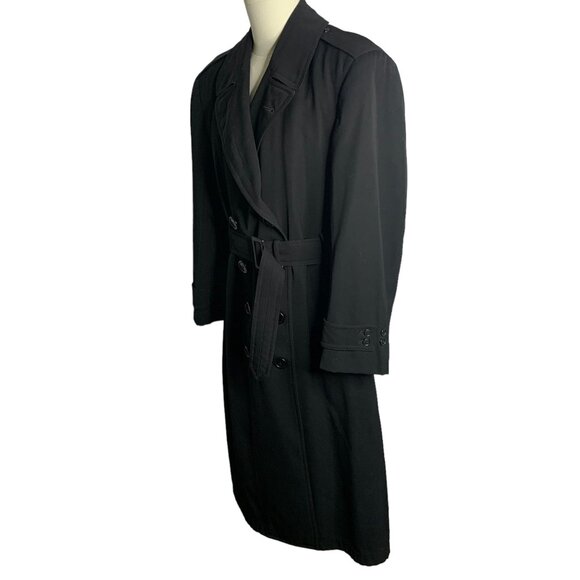 Vintage 40s WWII US Navy Uniform Trench Coat Size 41 Black Wool Unlined Belted - Picture 5 of 7